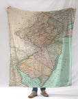 New Jersey Antique State Map Blanket