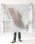 Mexico Vintage Map Blanket