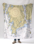 Hermit Island Nautical Chart Blanket