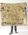Boston, MA Telephone Birthplace Pictorial Map c. 1947 Blanket