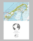 Map of Bermuda with a globe icon at the top on a white background