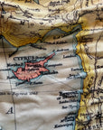 Close-up of a vintage map showing Cyprus and surrounding regions.