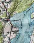 Lake Champlain scenic map scarf close up on lightweight fabric