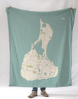 Block Island Sea Glass Map Blanket - Maritime Tribes USABlanket