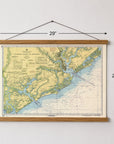 Charleston to Edisto, South Carolina Nautical Chart Canvas Wall Scroll - Maritime Tribes USAScroll