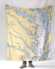 Chesapeake Bay - Southern Part - Nautical Chart Blanket - Maritime Tribes USABlanket