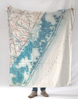 Long Beach Island Antique Style Map Blanket - Maritime Tribes USABlanket