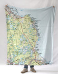 Manomet to Dennis, MA Topo Map Blanket - Maritime Tribes USABlanket