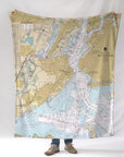 New York Harbor, NYC, NY Nautical Chart Blanket - Maritime Tribes USABlanket