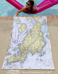 Aquidneck Island Nautical Chart Quick Dry Towel - Maritime Tribes USATowel