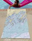 Casco Bay, ME Nautical Chart Quick Dry Towel - Maritime Tribes USATowel