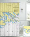 Les Cheneaux Islands, MI Nautical Chart Shower Curtain - Maritime Tribes USAShower Curtain