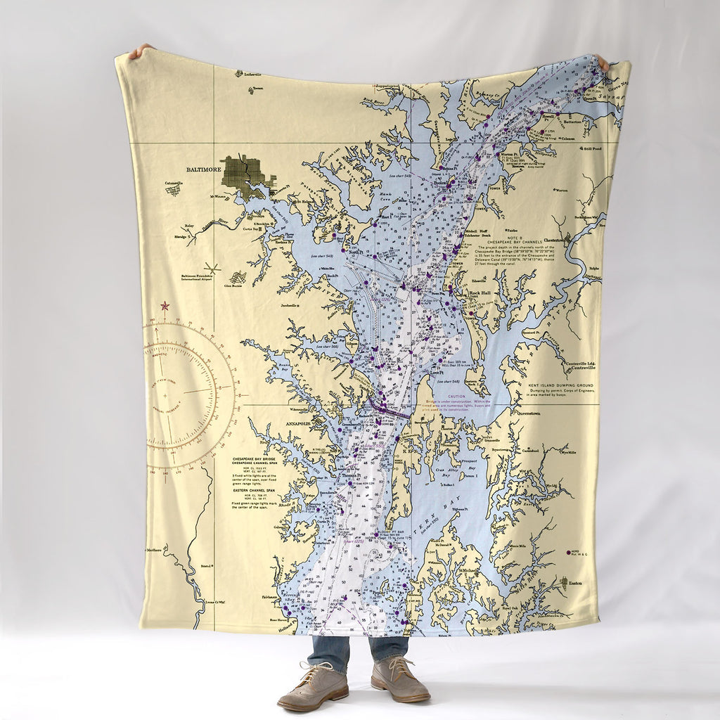Fleece blanket with a map design on a white background