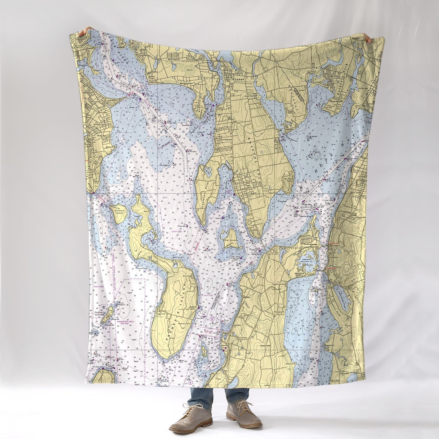 Bristol - Warren, RI Nautical Chart Blanket