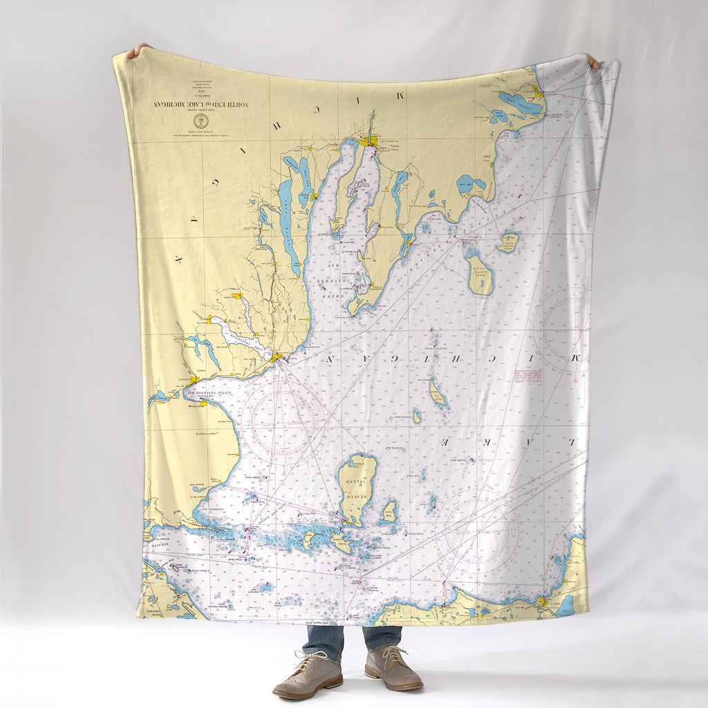 North End of Lake Michigan, Nautical Chart Blanket
