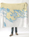 Les Cheneaux, MI.Nautical Chart Blanket