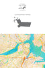 Boston, MA Watercolor Map Notecard, Pack of 24 Notecards