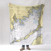 Buzzards Bay Nautical Chart Blanket 