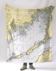 Buzzards Bay Nautical Chart Blanket 
