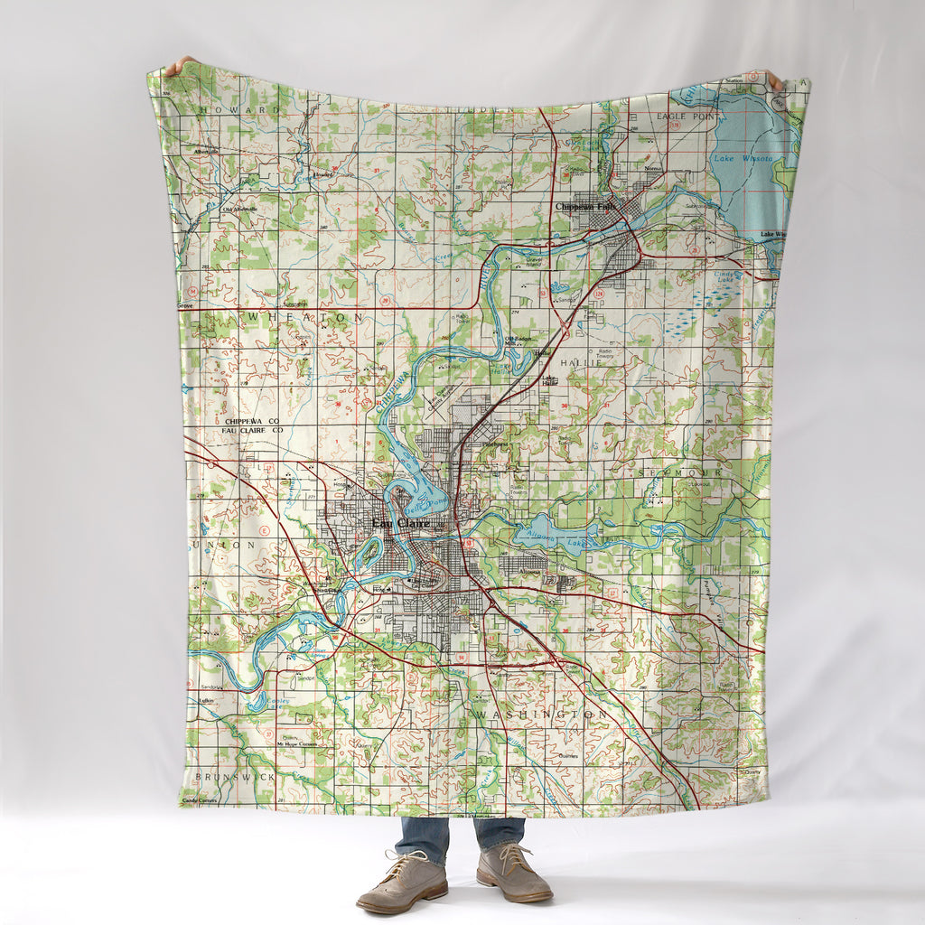 Eau Claire, WI -topo map Blanket