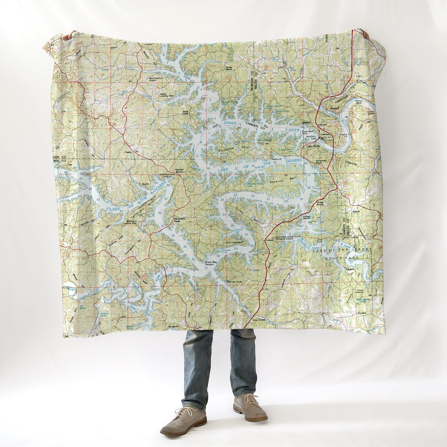 lake ozarks topo map blanket