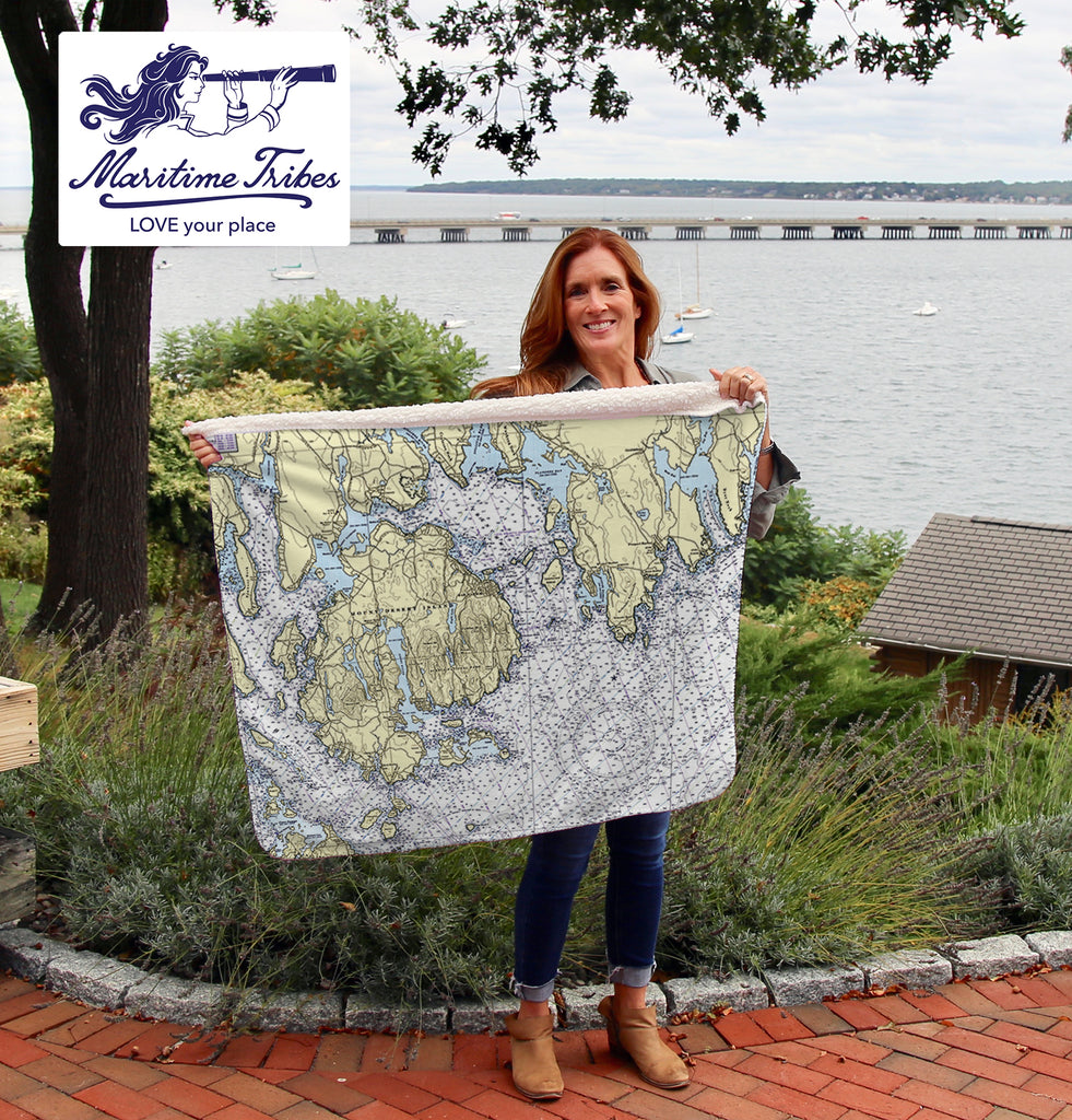 Prospect Harbor & Mt. Desert Island, ME Nautical Chart Baby Blanket