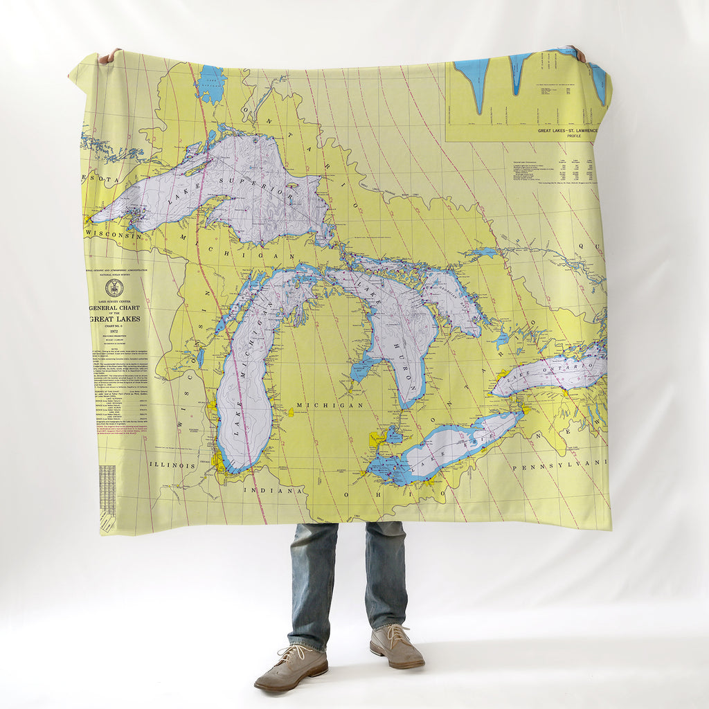 Great Lakes All Over Map Blanket
