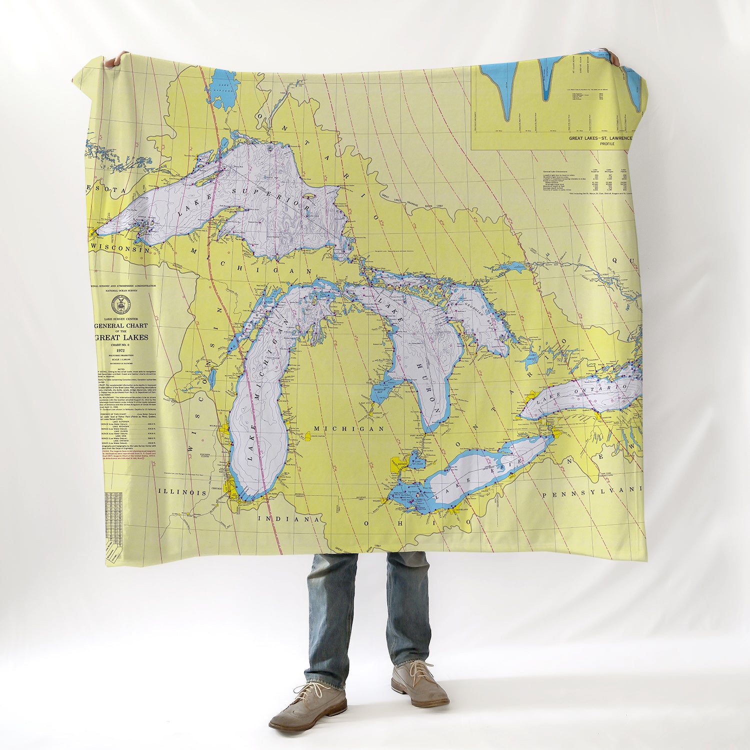 Great Lakes All Over Map Blanket