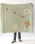 Hawaiian Islands Vintage Map Blanket