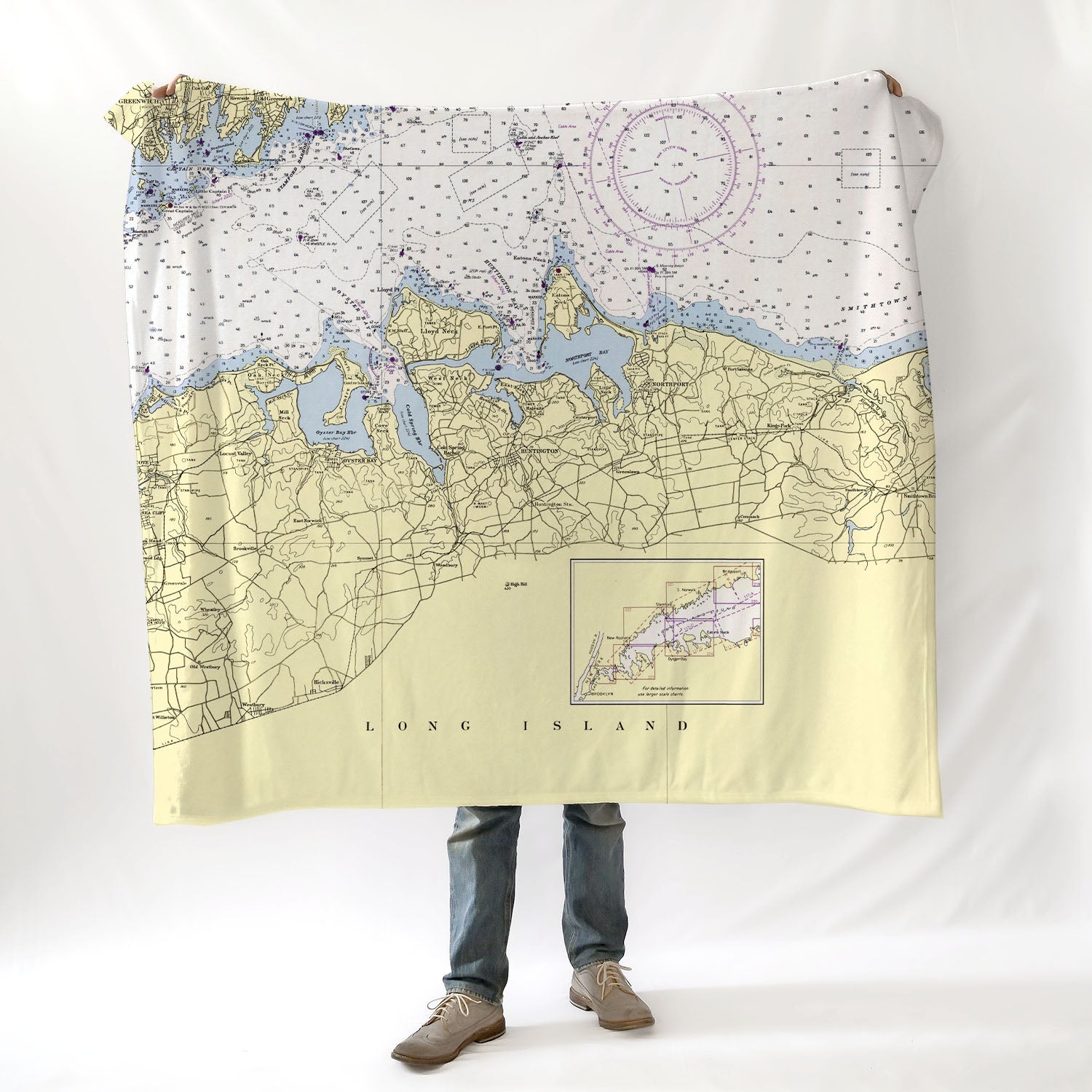 Northport Harbor, NY Vintage Chart Blanket