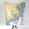 North Dartmouth, MA with heart Nautical Chart Blanket