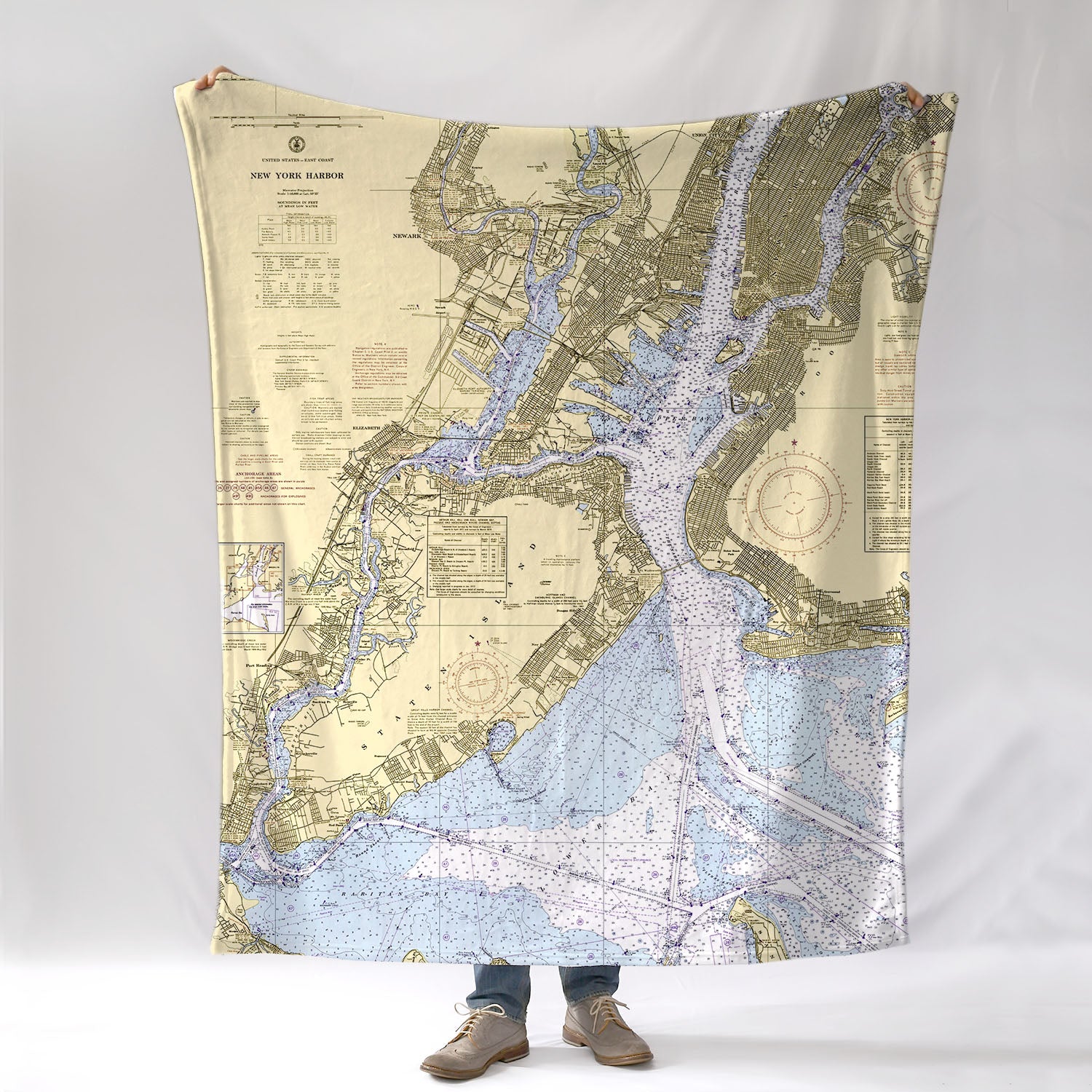 New York Harbor, NY Nautical Chart Blanket