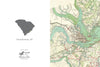 Charleston, South Carolina, Vintage Map Notecard, Pack of 24 Notecards