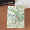 Charleston, South Carolina, Vintage Map Notecard, Pack of 24 Notecards