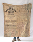 Hudson River 1864 Antique Map Blanket