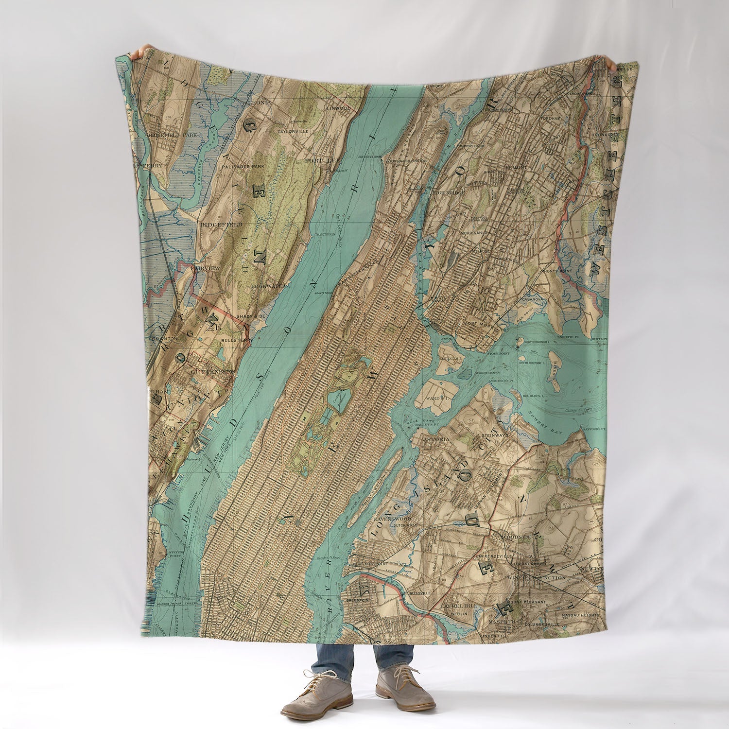 City & County of New York, NYC, Antique Map Blanket