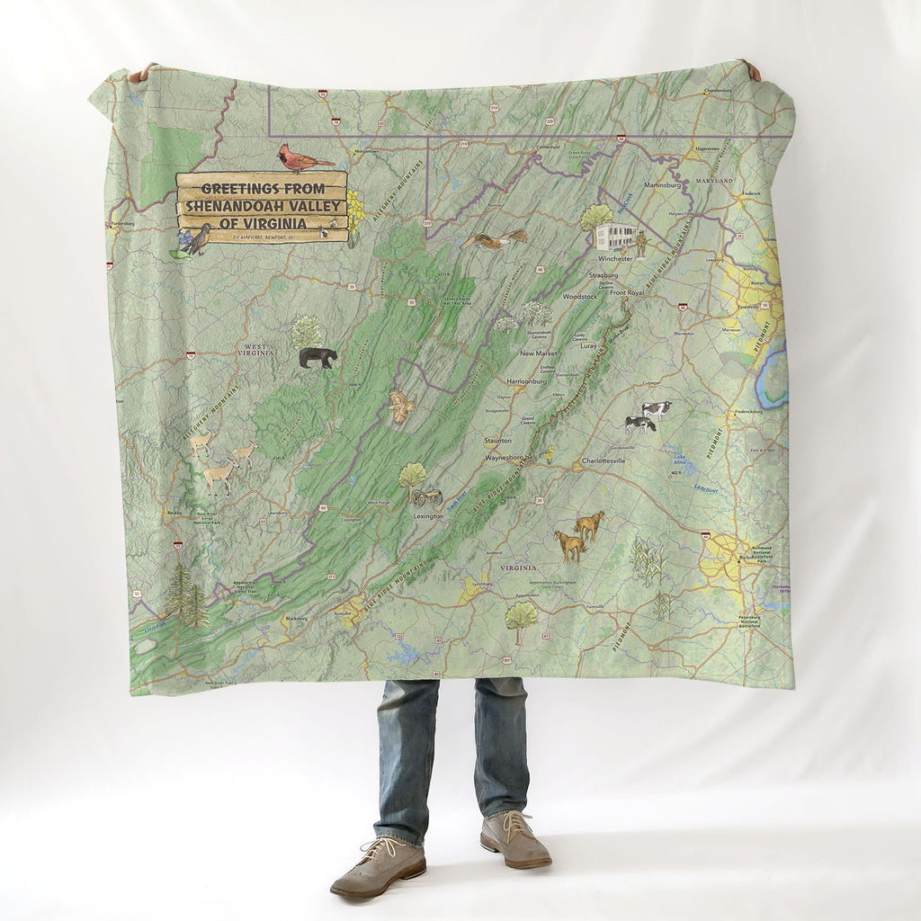 Shenandoah Valley Illustrated Map Blanket