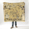 Boston, MA Telephone Birthplace Pictorial Map c. 1947 Blanket