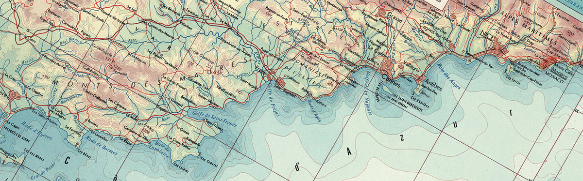 Côte d'Azur, France Map Scarf