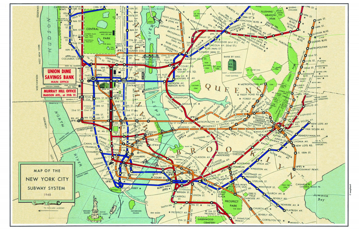Vintage NYC Subway Map Single Placemat