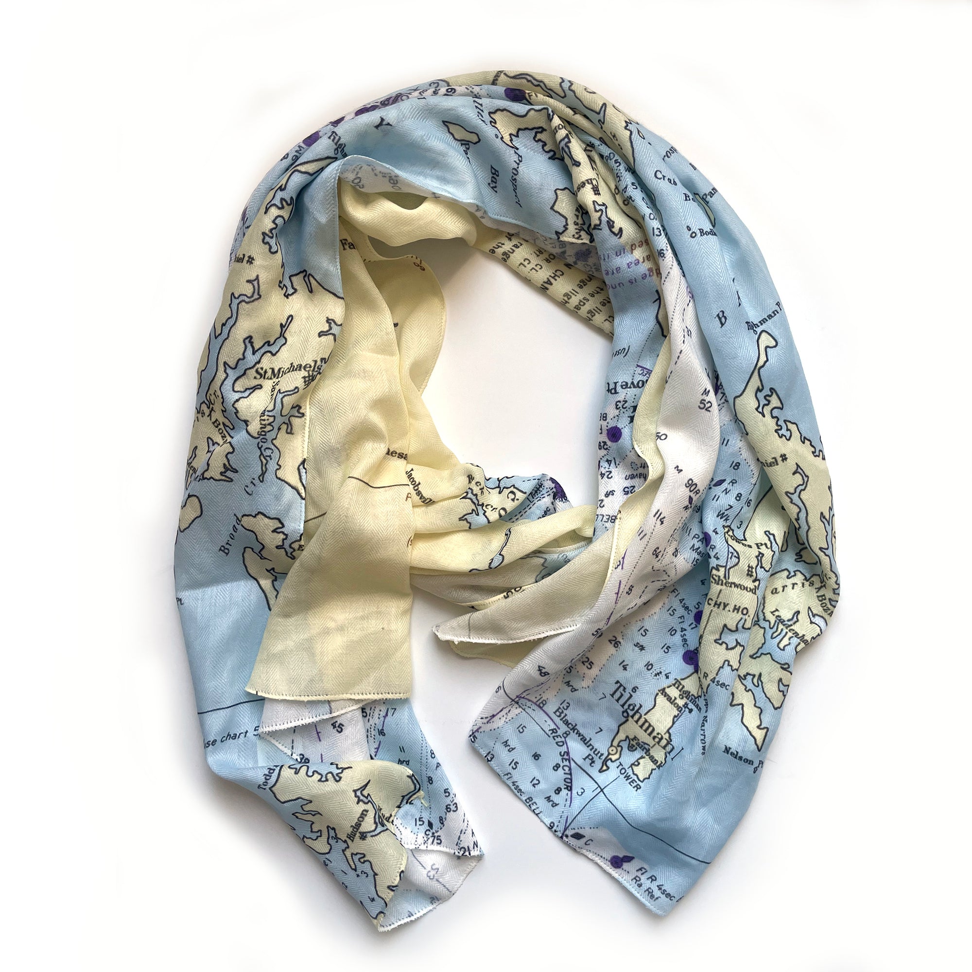 Chesapeake Bay Nautical Chart Scarf