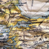 Close-up of an old map showing historical geographical details