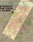 Map of Edinburgh with text indicating a crop area for a scarf design.