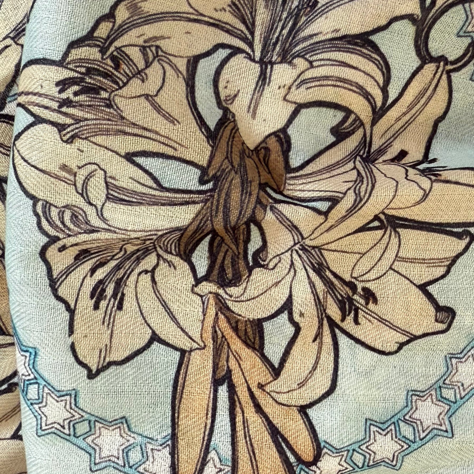 Fine art fashion scarf designed with elegant vintage poster styling