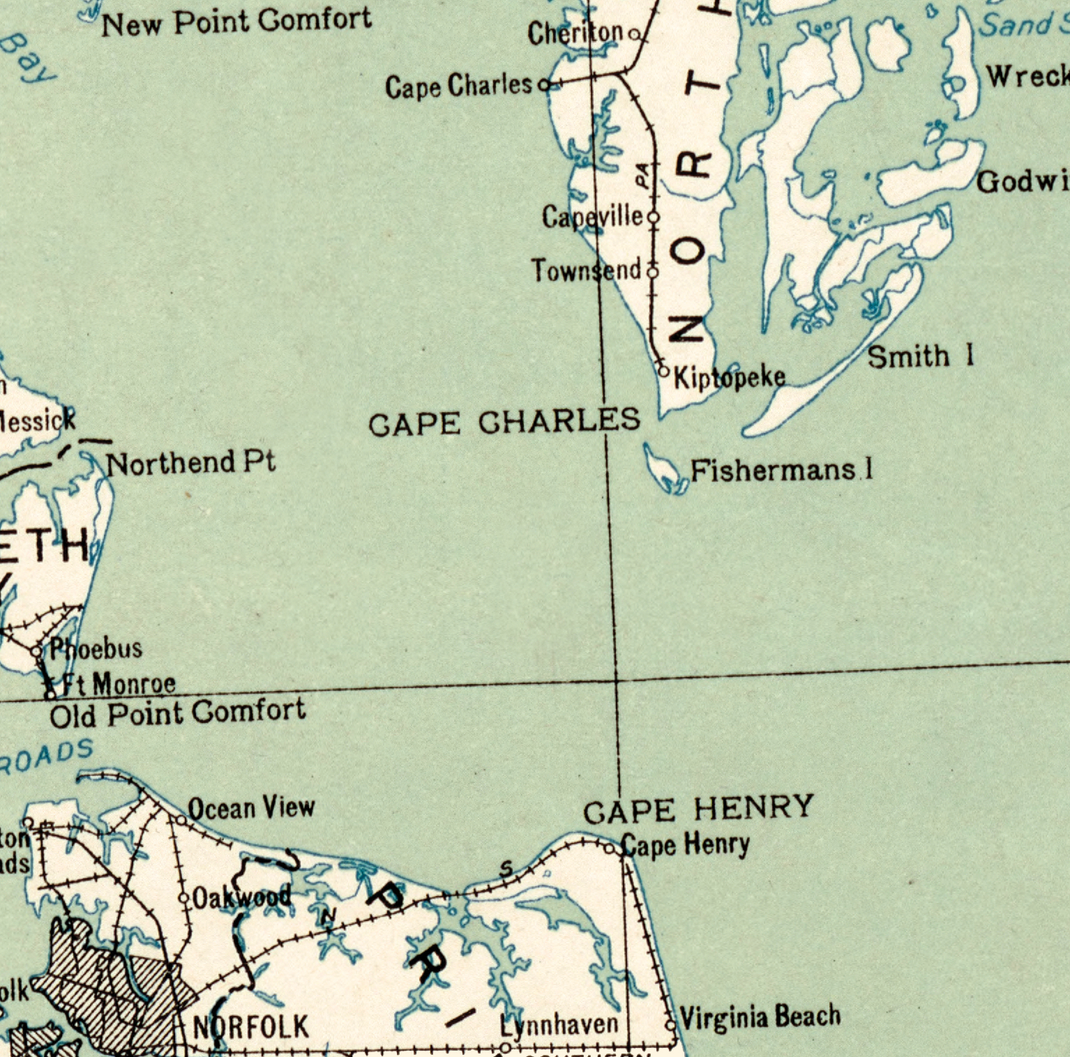 Sea foam green water color of a Chesapeake Bay Map