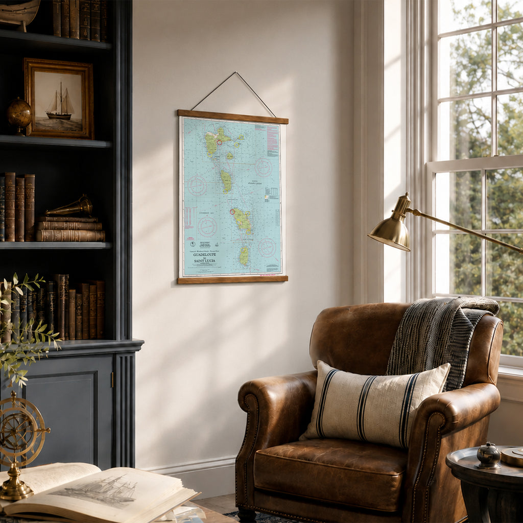 Guadeloupe to St. Lucia Nautical Chart Wall Scroll