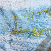 Nautical chart with yellow markings on a white background