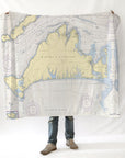 Martha's Vineyard Vintage Nautical Chart Blanket
