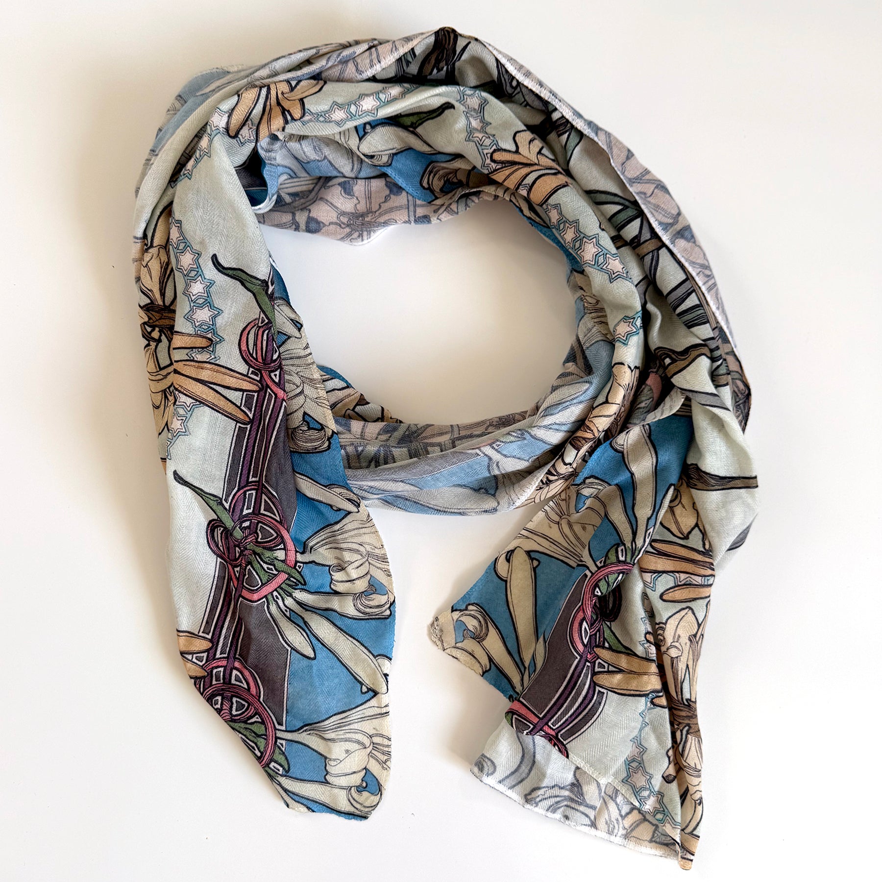 Alphonse Mucha decorative panel scarf