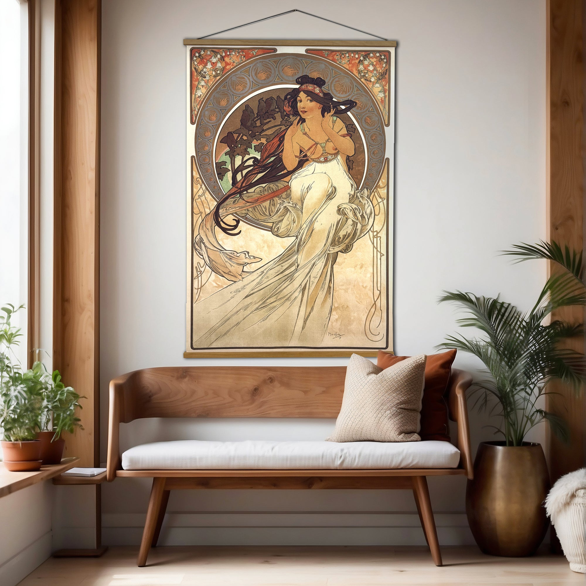 Alphonse Mucha&#39;s &#39;Music&#39; Canvas Wall Scroll